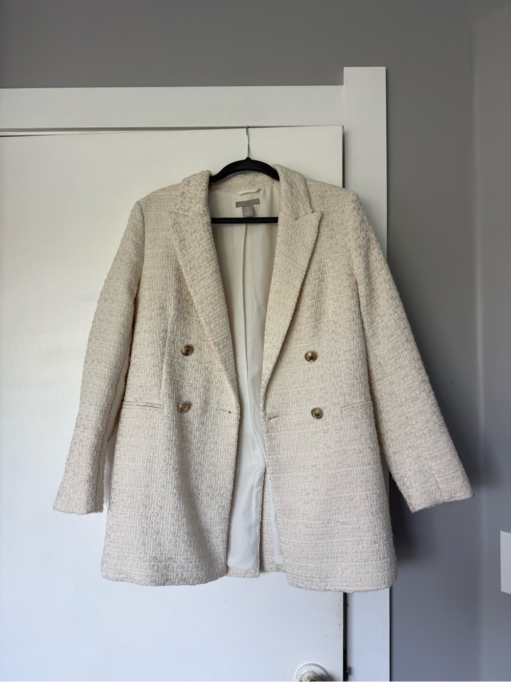 H&M Cream Double-Breasted Blazer Jacket